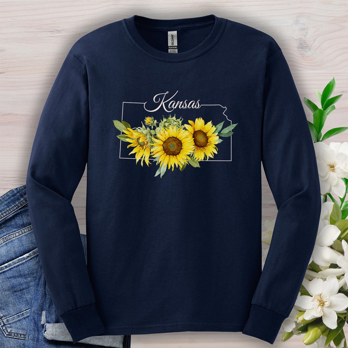 Kansas State Flower Long Sleeve Tee — Wild Native Sunflower