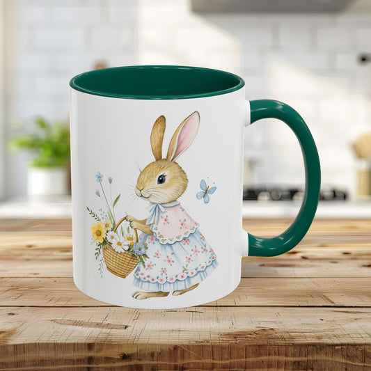 Lady Bunny with Spring Flower Basket Mug (11/15oz)