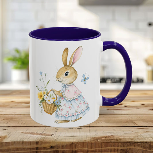 Lady Bunny with Spring Flower Basket Mug (11/15oz)