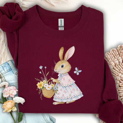Lady Bunny with Spring Flower Basket Sweatshirt