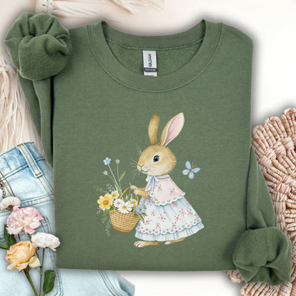 Lady Bunny with Spring Flower Basket Sweatshirt