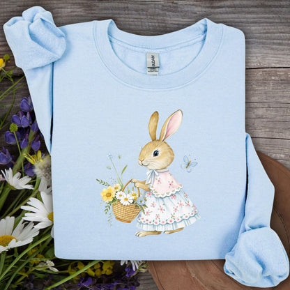 Lady Bunny with Spring Flower Basket Sweatshirt