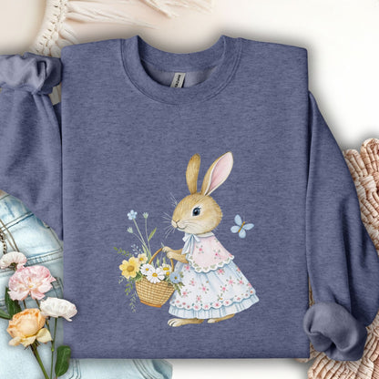 Lady Bunny with Spring Flower Basket Sweatshirt