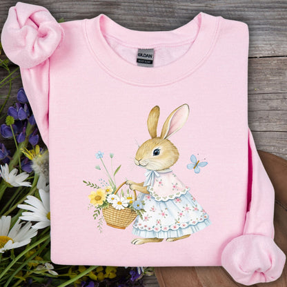 Lady Bunny with Spring Flower Basket Sweatshirt