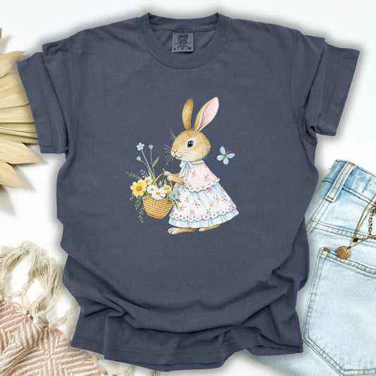 Lady Bunny with Spring Flower Basket T-Shirt
