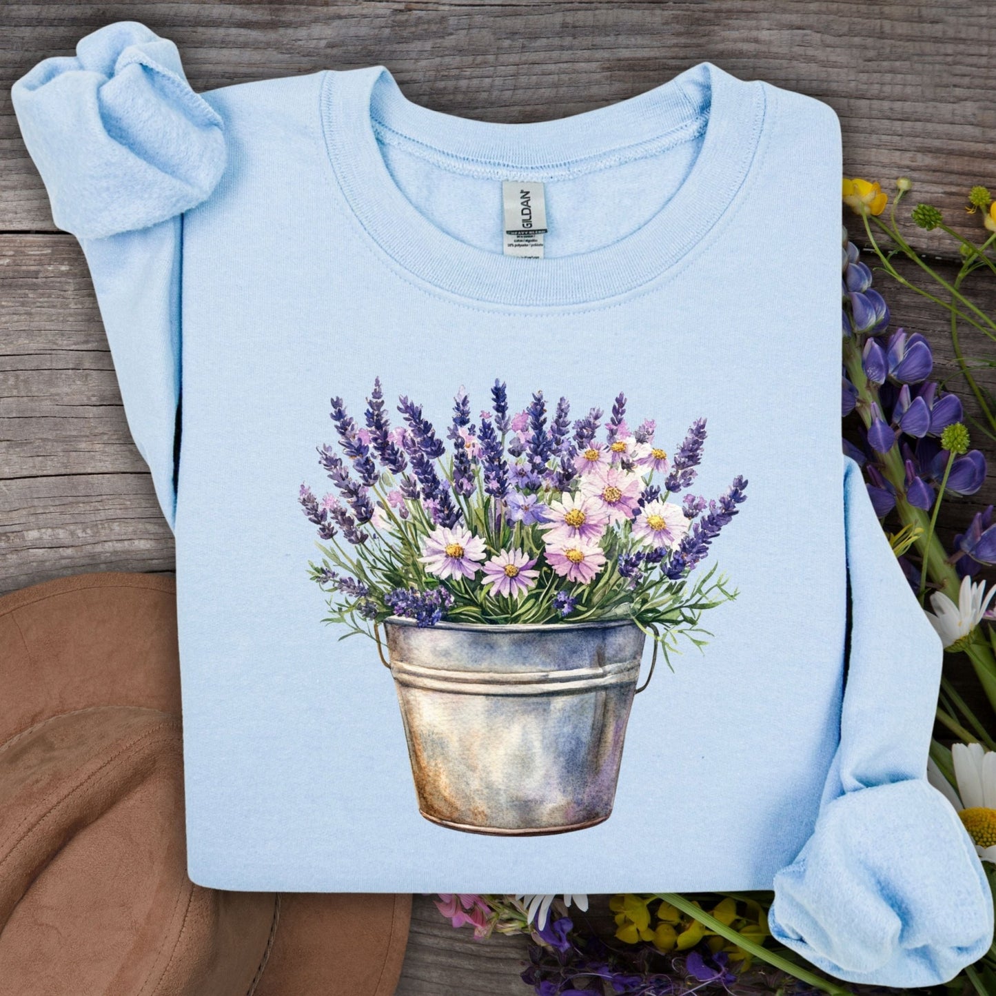 Lavender Blooms in a Bucket Sweatshirt