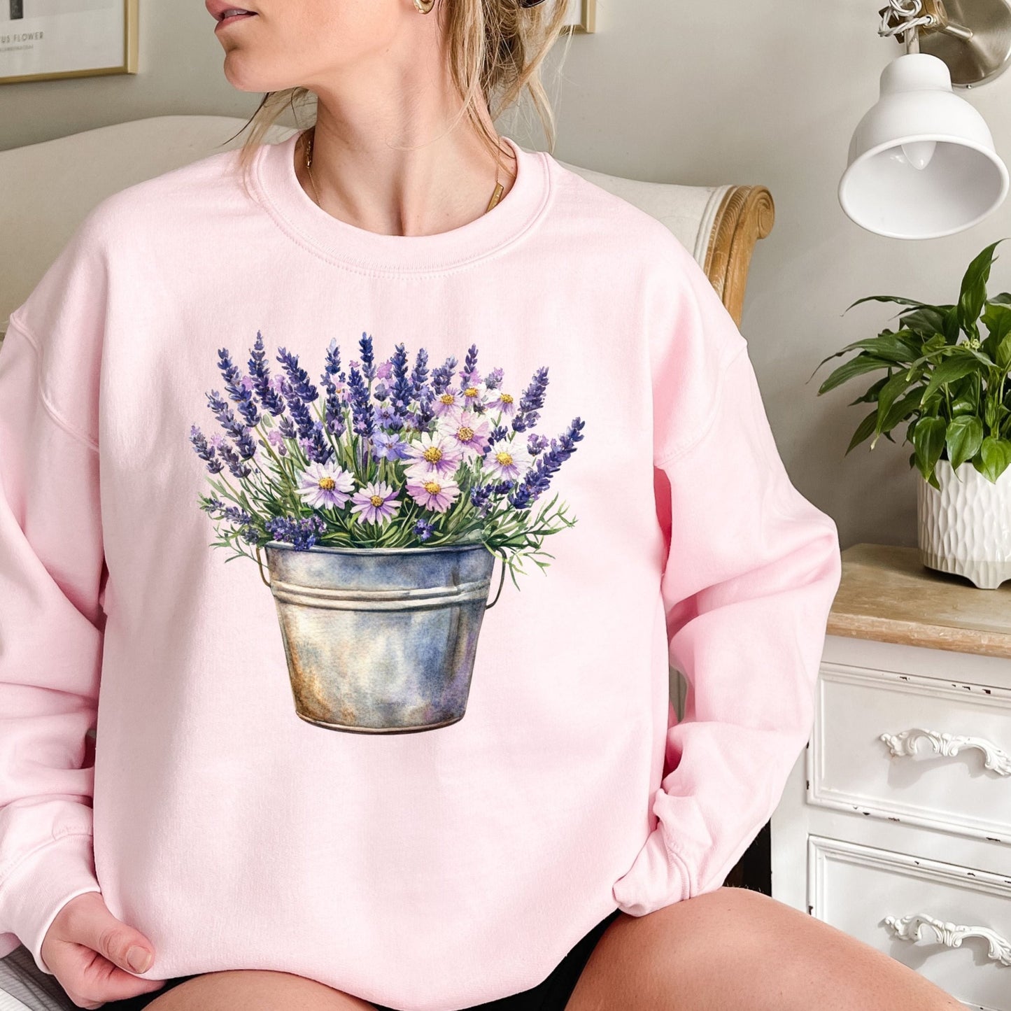 Lavender Blooms in a Bucket Sweatshirt