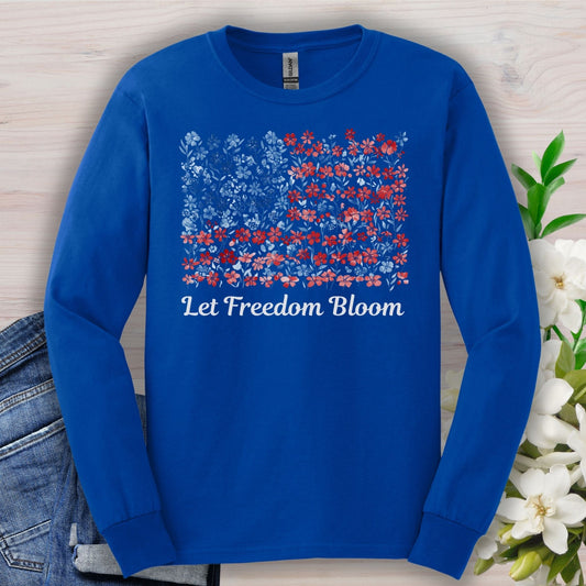 Let Freedom Bloom Floral Flag Long Sleeve Tee