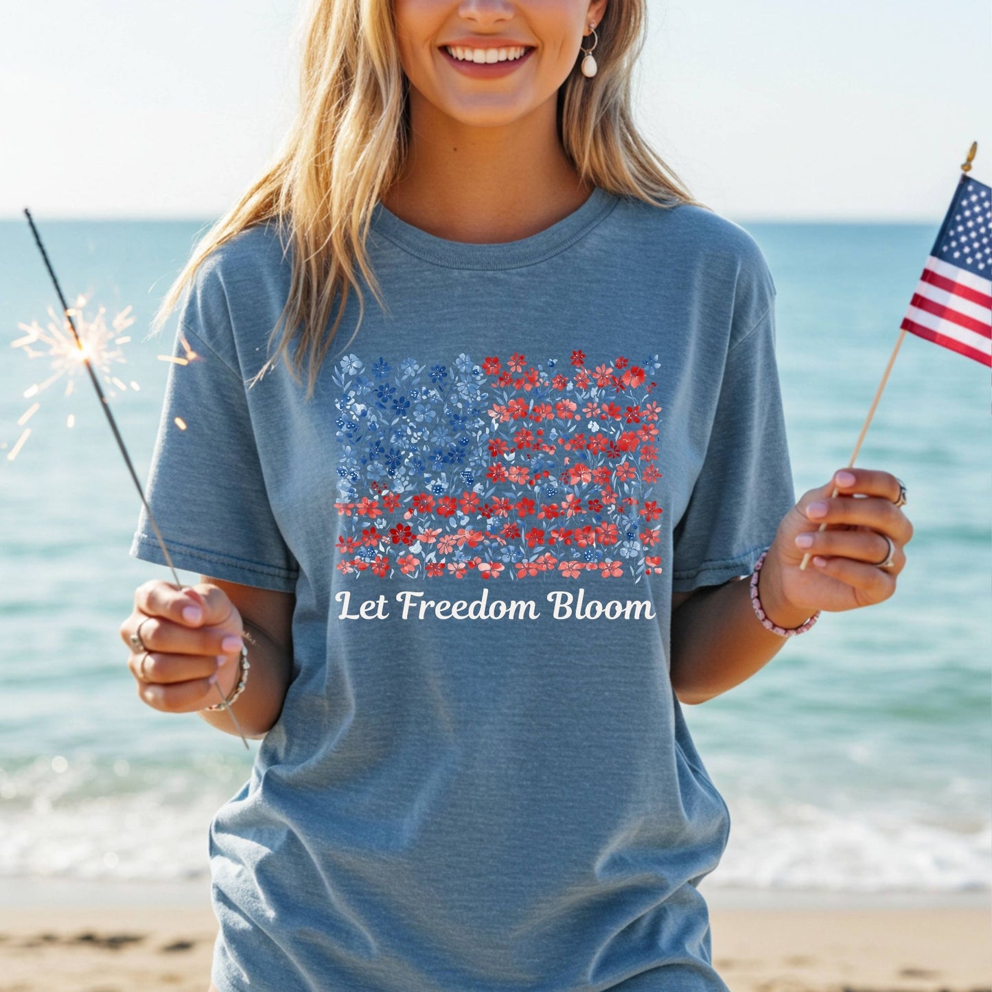 Let Freedom Bloom USA Flag T-Shirt