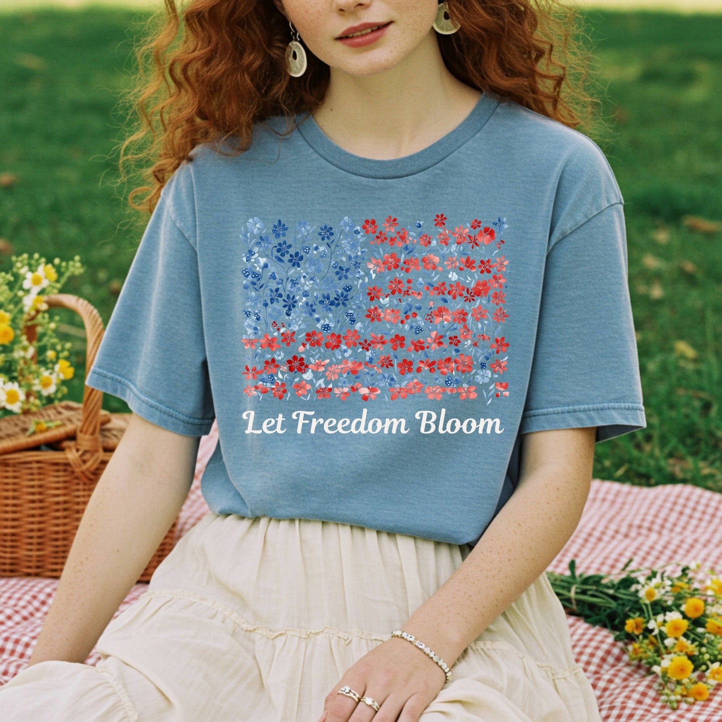 Let Freedom Bloom USA Flag T-Shirt