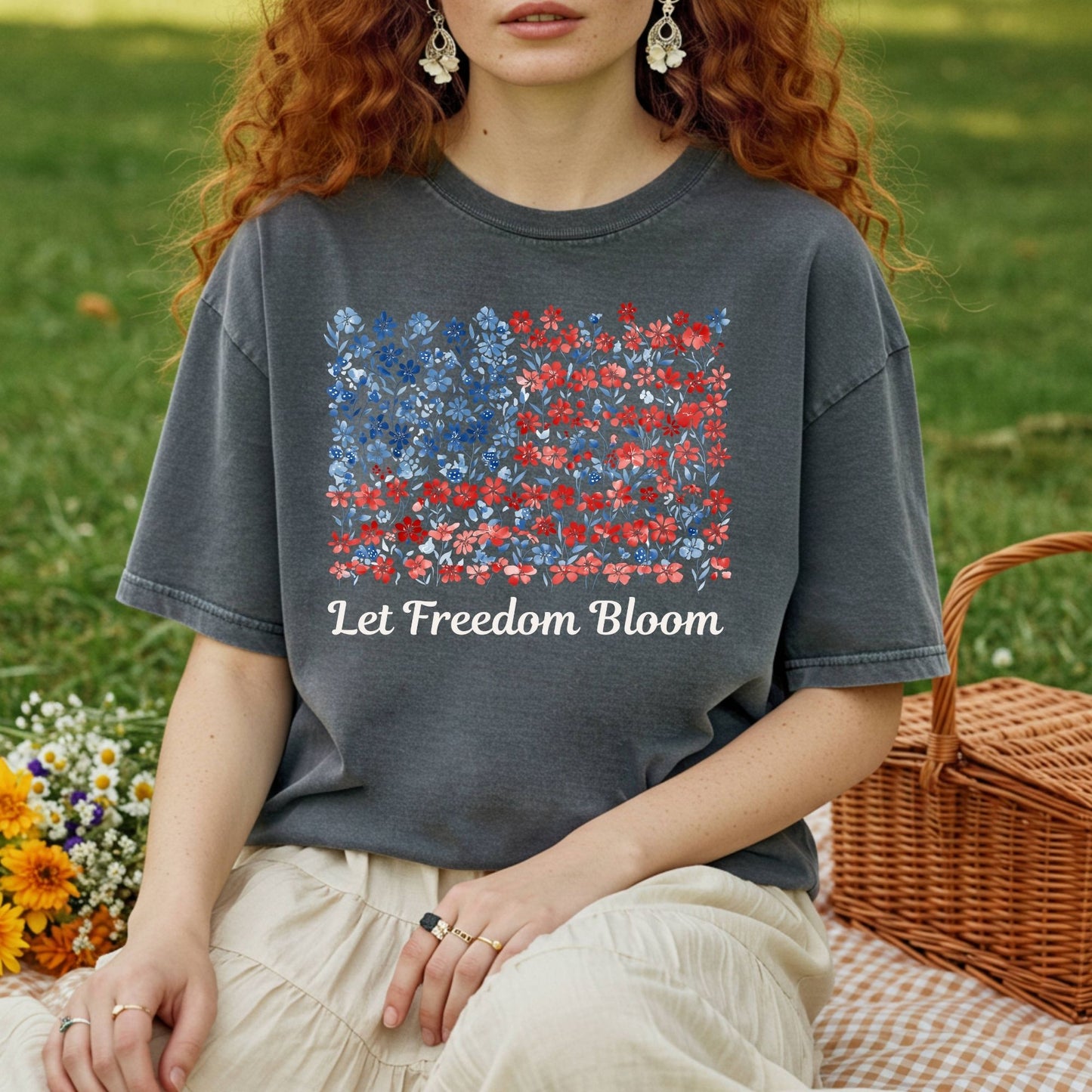 Let Freedom Bloom USA Flag T-Shirt