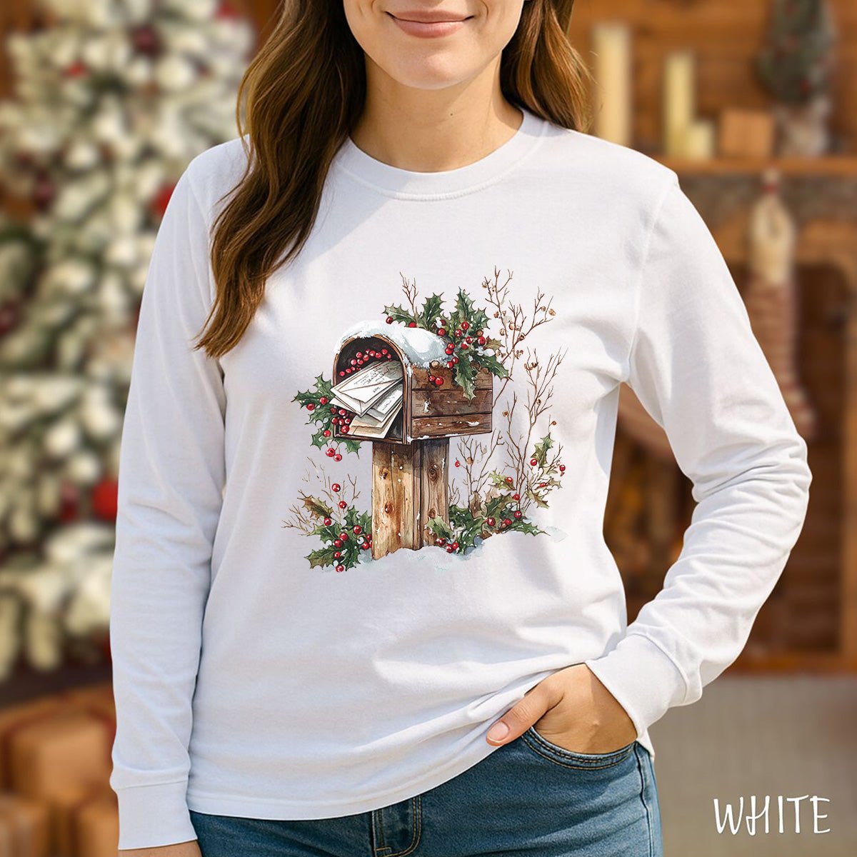 Letters to Santa Rustic Mailbox Long Sleeve Tee