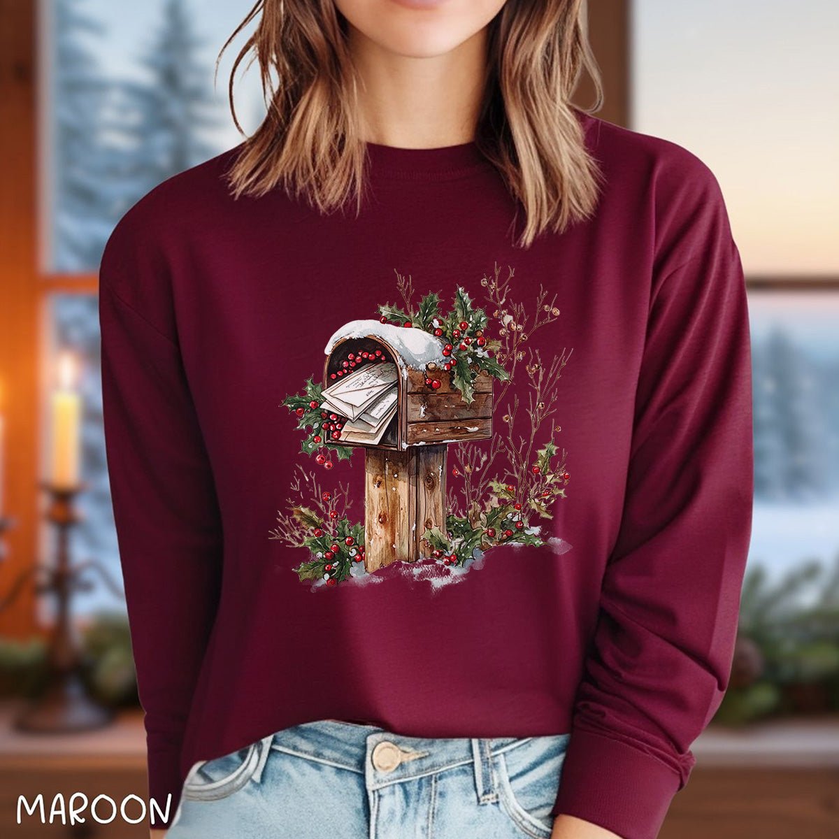 Letters to Santa Rustic Mailbox Long Sleeve Tee