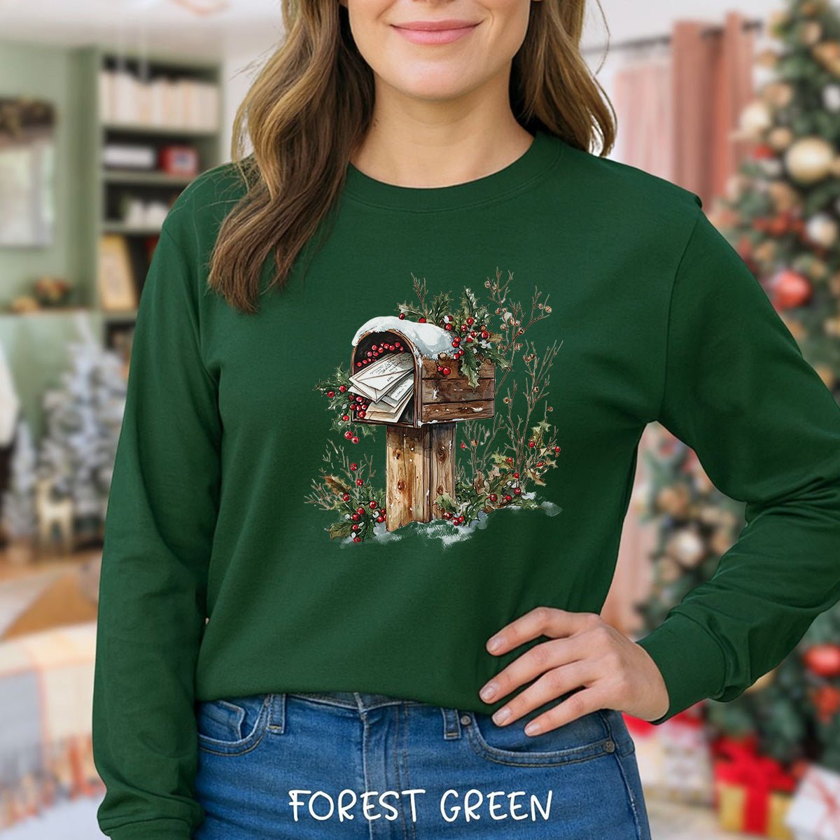 Letters to Santa Rustic Mailbox Long Sleeve Tee