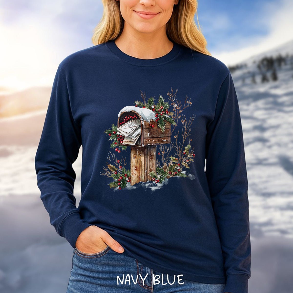 Letters to Santa Rustic Mailbox Long Sleeve Tee