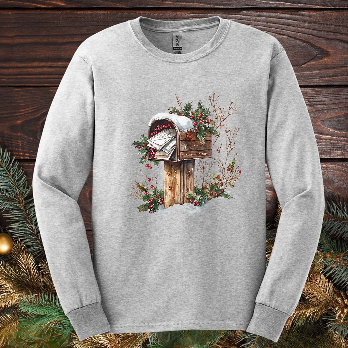 Letters to Santa Rustic Mailbox Long Sleeve Tee
