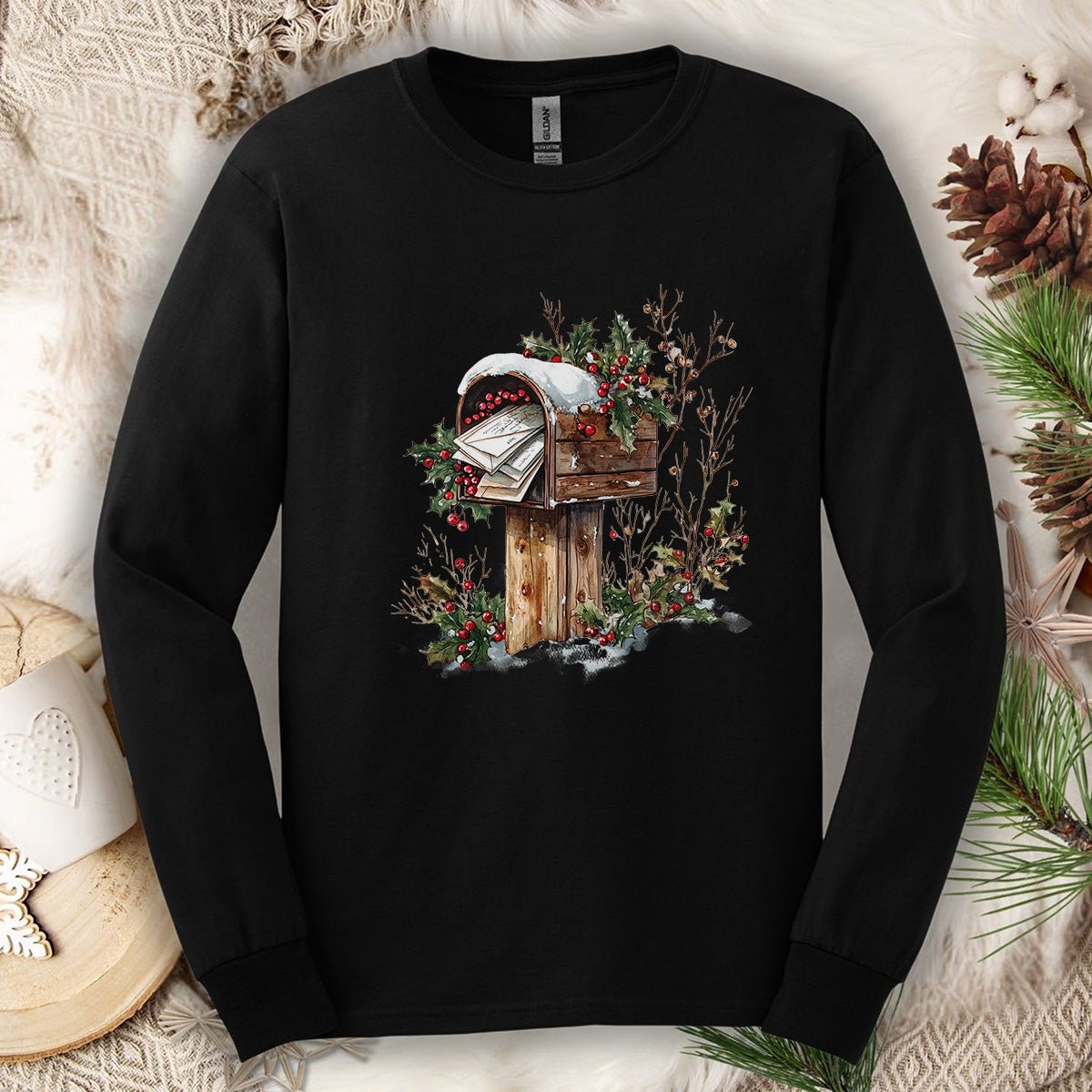 Letters to Santa Rustic Mailbox Long Sleeve Tee