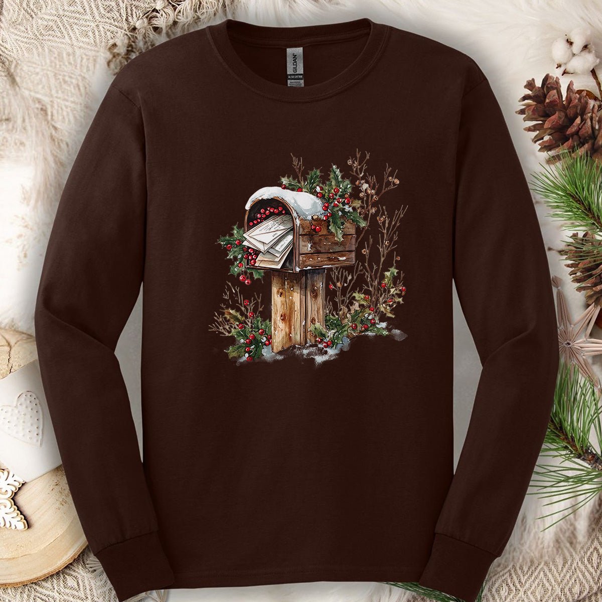 Letters to Santa Rustic Mailbox Long Sleeve Tee