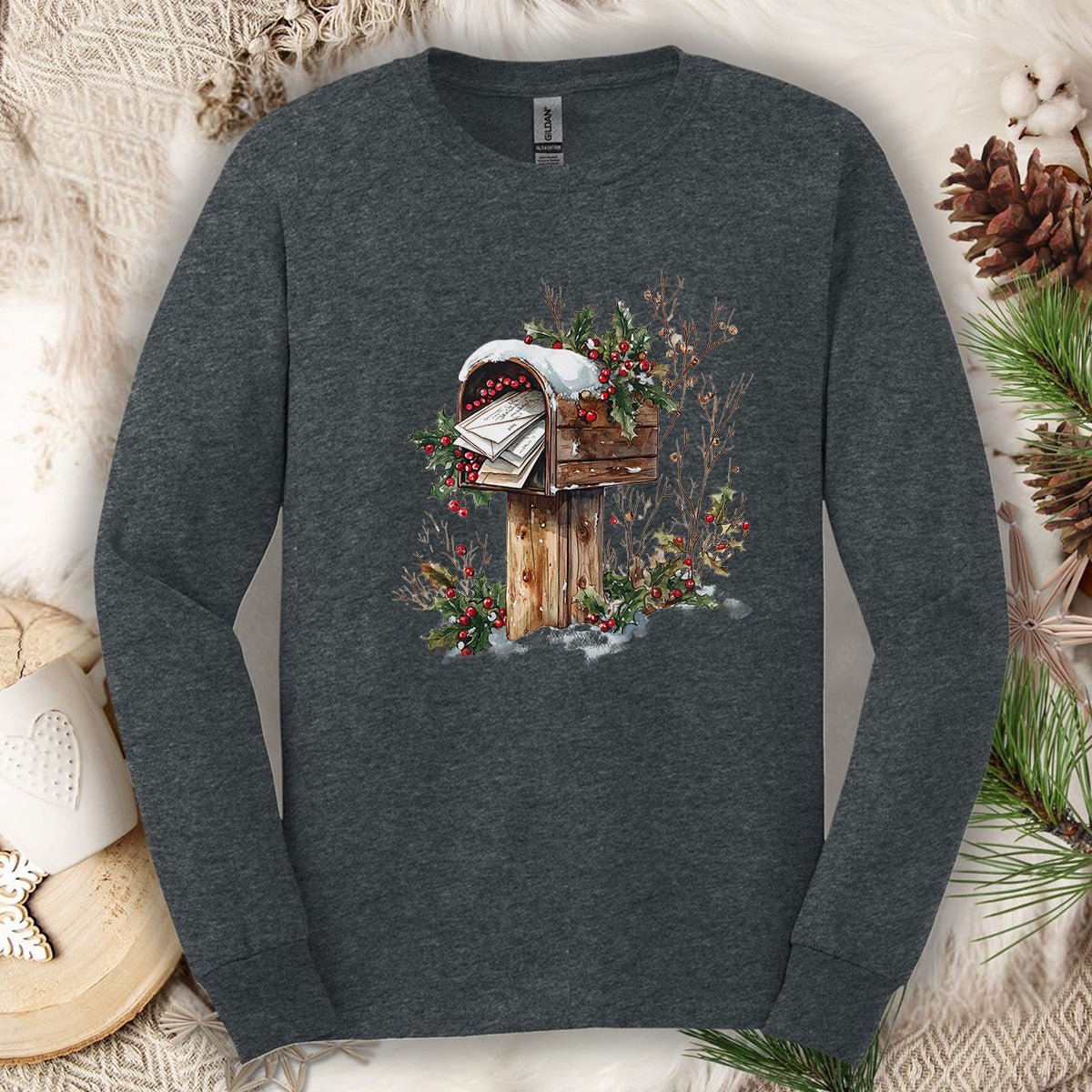 Letters to Santa Rustic Mailbox Long Sleeve Tee