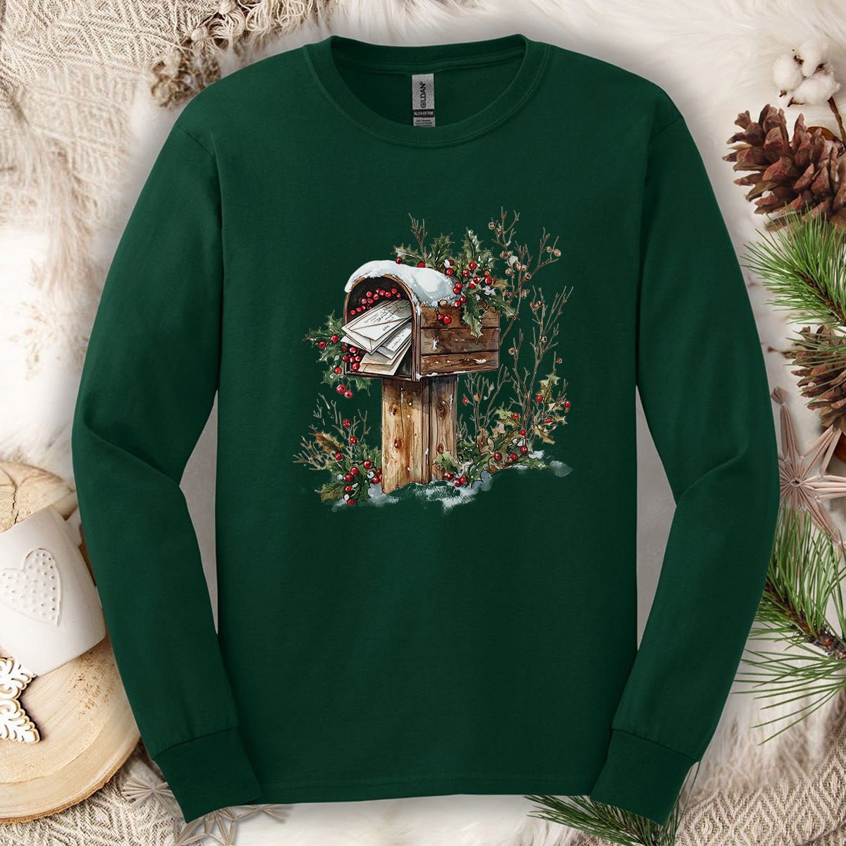 Letters to Santa Rustic Mailbox Long Sleeve Tee
