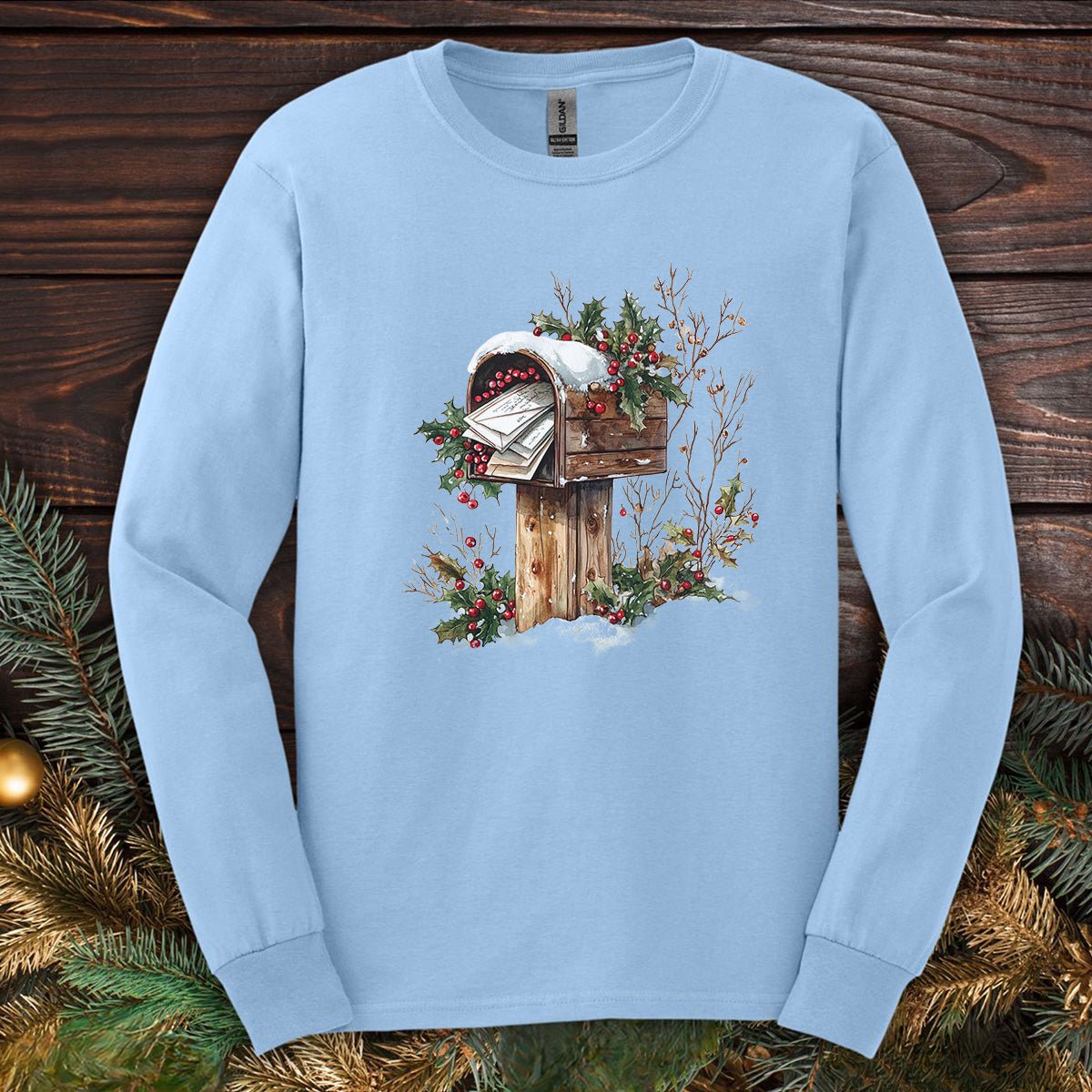 Letters to Santa Rustic Mailbox Long Sleeve Tee