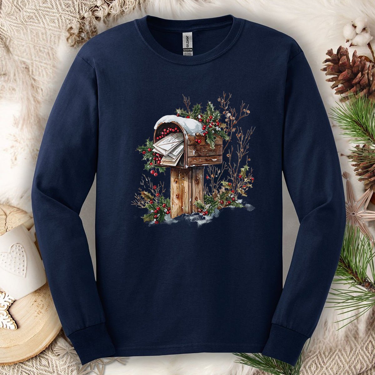 Letters to Santa Rustic Mailbox Long Sleeve Tee