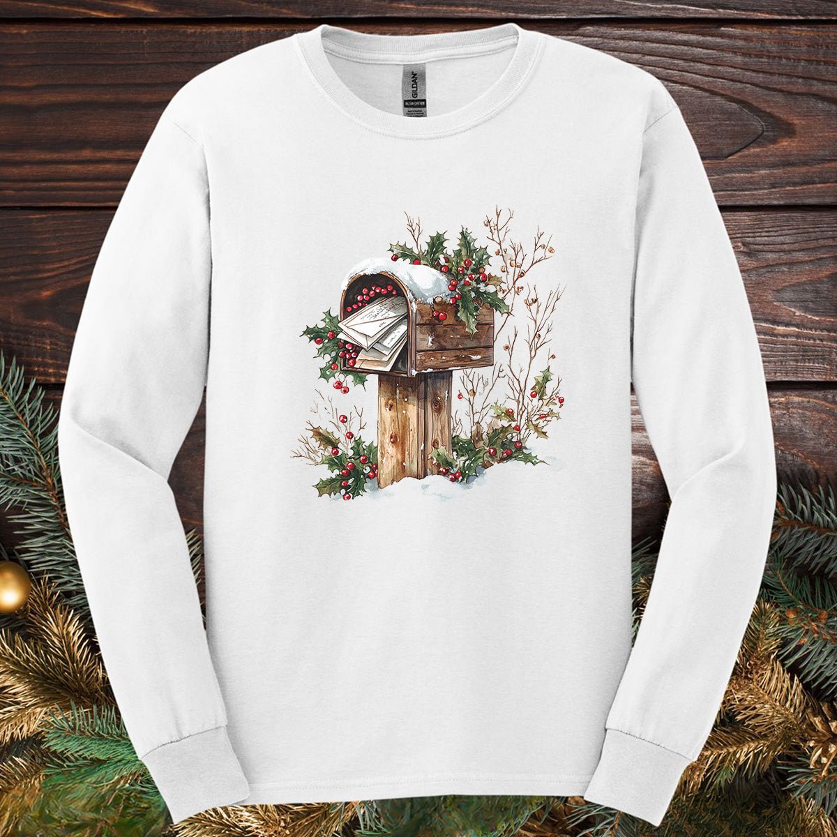 Letters to Santa Rustic Mailbox Long Sleeve Tee