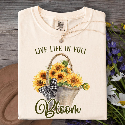 Wild Petal Threads T-Shirt S / ivory Live Life in Full Bloom Sunflower T-Shirt
