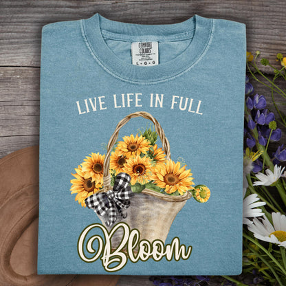 Wild Petal Threads T-Shirt S / ice blue Live Life in Full Bloom Sunflower T-Shirt