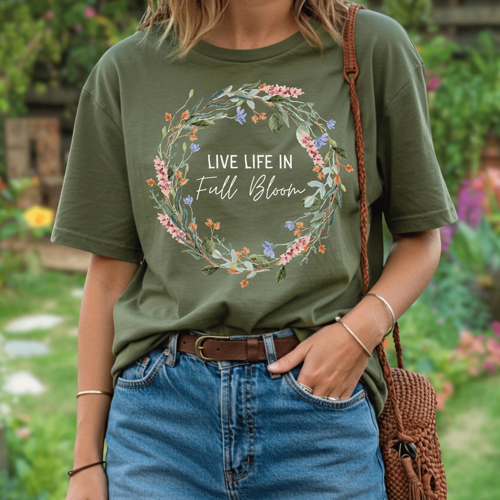 Wild Petal Threads T-Shirt Live Life in Full Bloom Wildflower T-Shirt