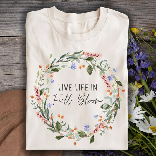 Wild Petal Threads T-Shirt Natural / S Live Life in Full Bloom Wildflower T-Shirt