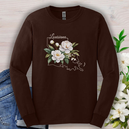 Louisiana State Flower Long Sleeve Tee - Magnolia