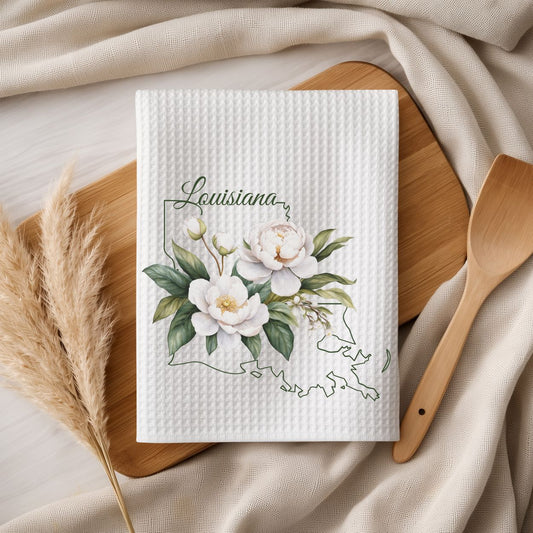 Louisiana State Flower Tea Towel — Magnolia
