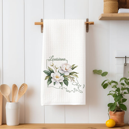 Louisiana State Flower Tea Towel — Magnolia