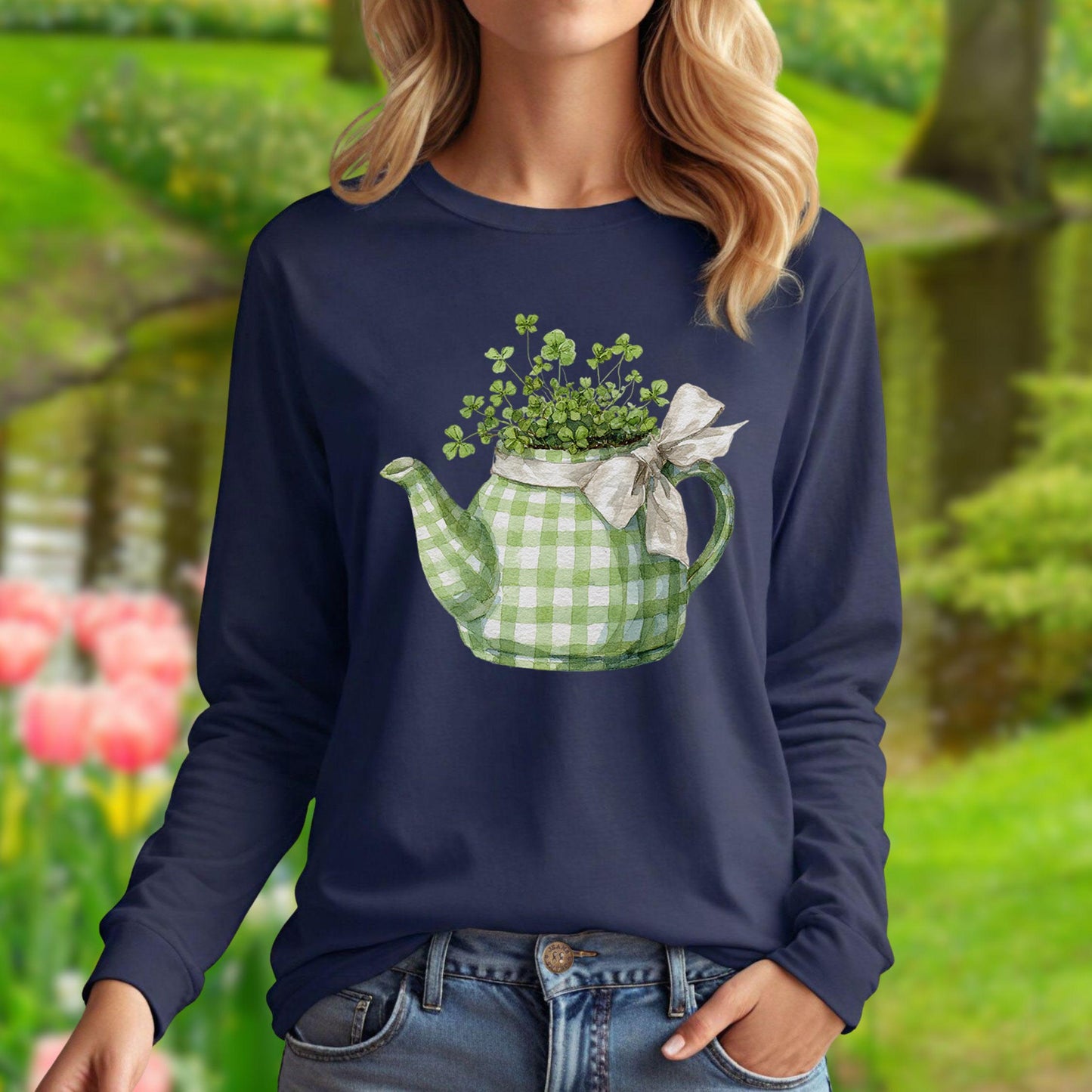Lucky Clover Teapot Planter Long Sleeve Tee
