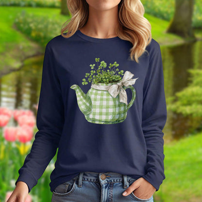 Lucky Clover Teapot Planter Long Sleeve Tee