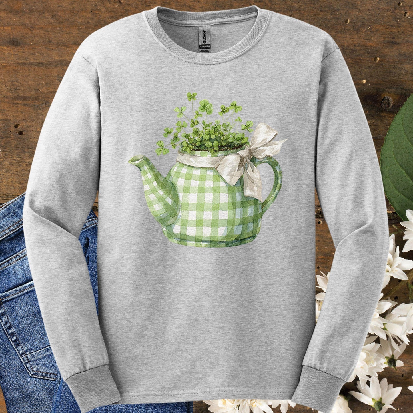 Lucky Clover Teapot Planter Long Sleeve Tee