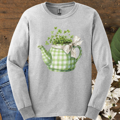 Lucky Clover Teapot Planter Long Sleeve Tee