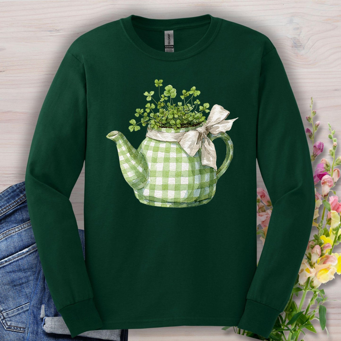 Lucky Clover Teapot Planter Long Sleeve Tee