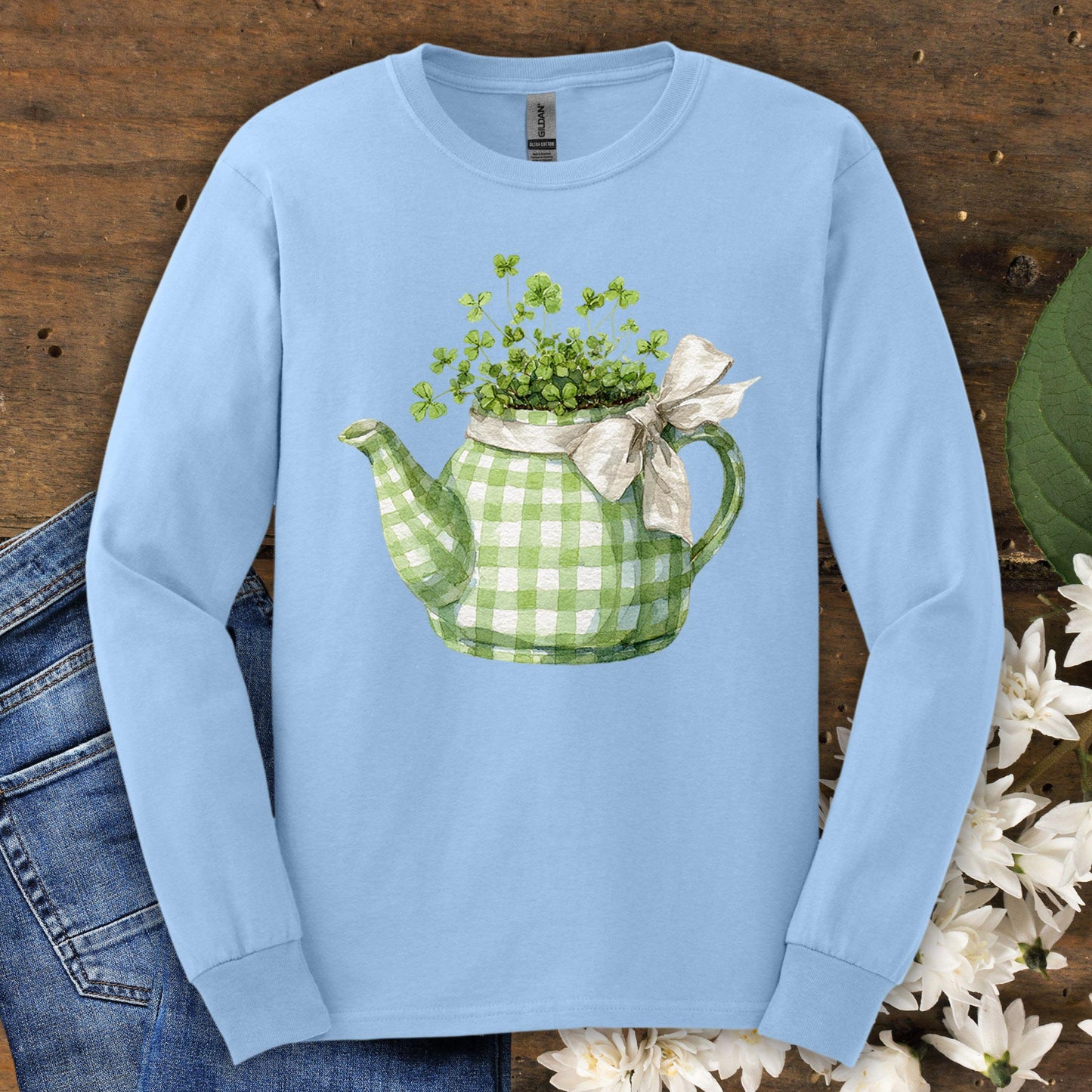 Lucky Clover Teapot Planter Long Sleeve Tee
