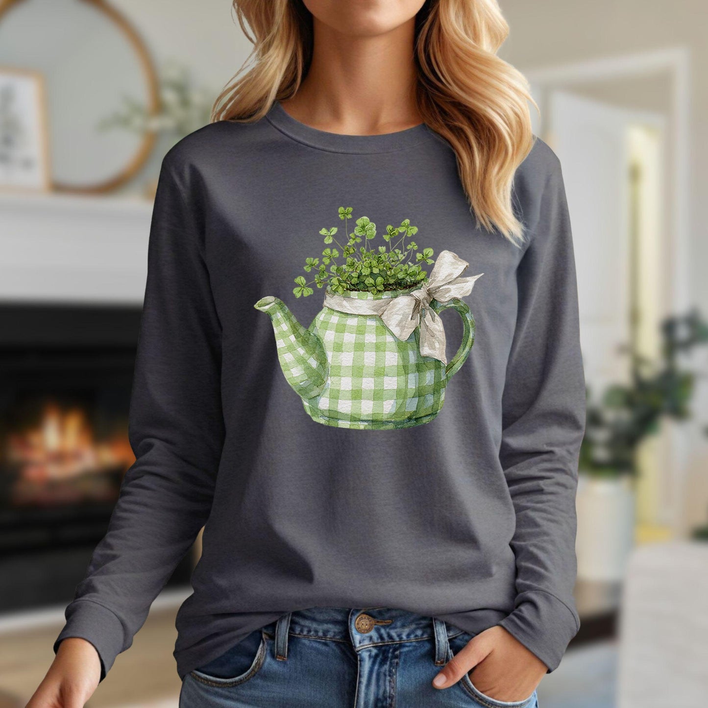 Lucky Clover Teapot Planter Long Sleeve Tee
