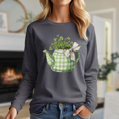Lucky Clover Teapot Planter Long Sleeve Tee