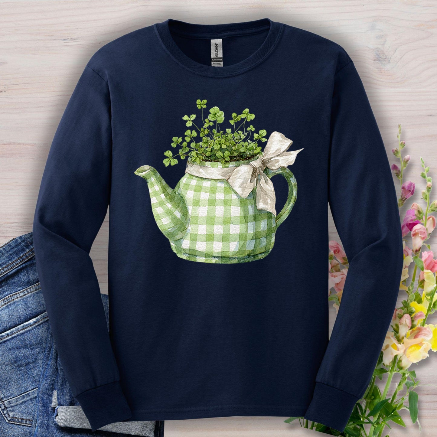 Lucky Clover Teapot Planter Long Sleeve Tee
