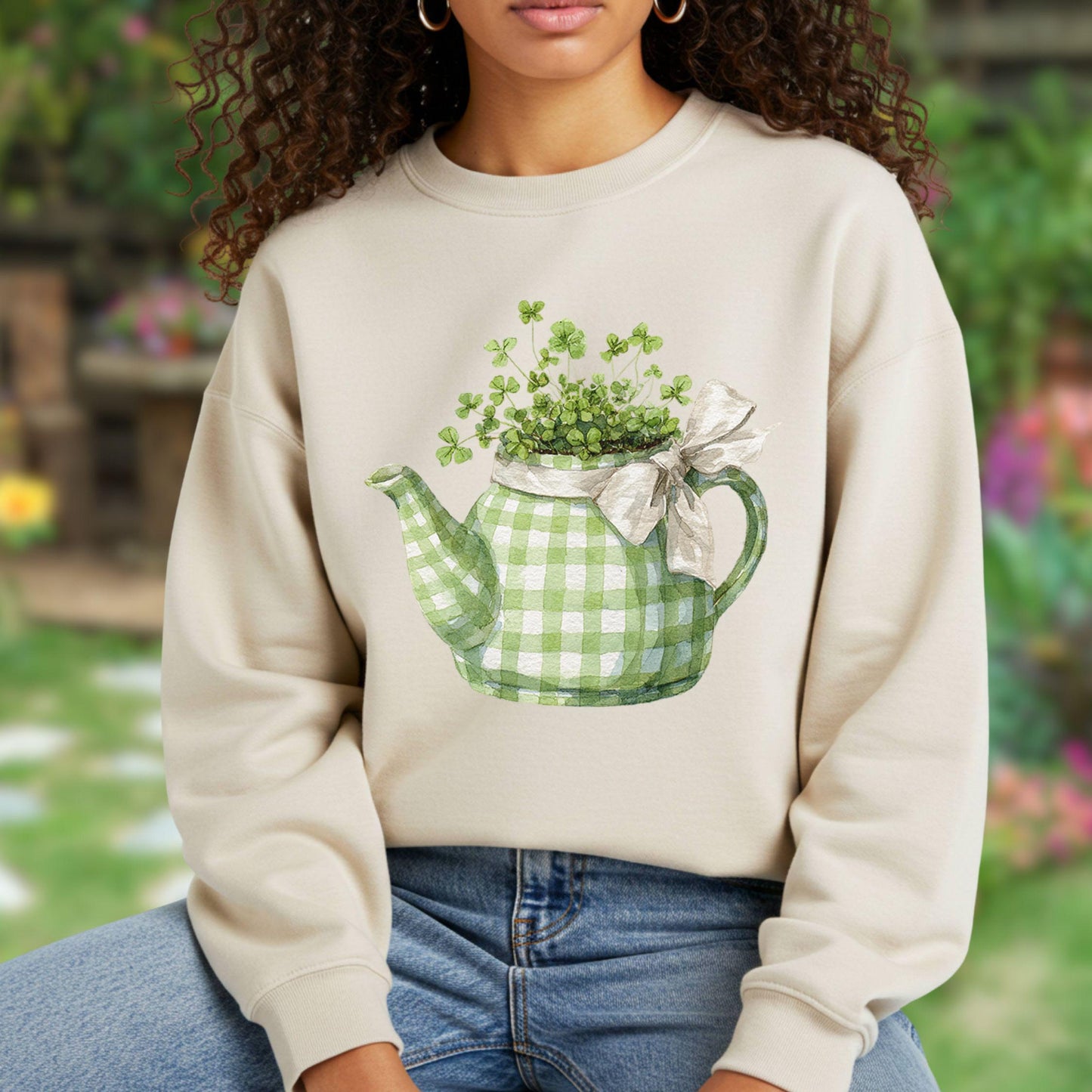 Lucky Clover Teapot Planter Sweatshirt