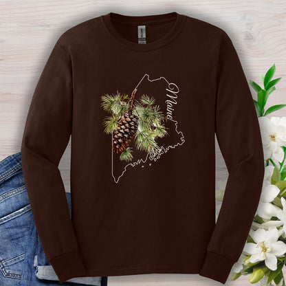 Maine State Flower Long Sleeve Tee - Pinecone