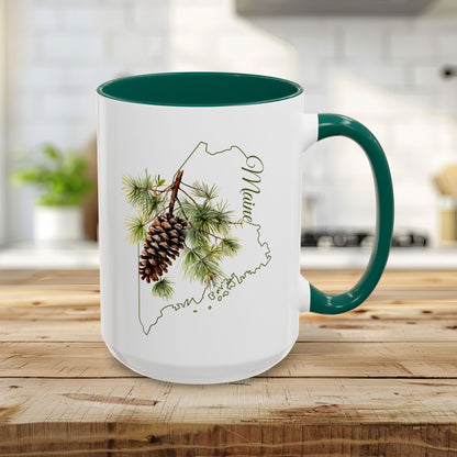 Maine State Flower Mug (11/15oz) - White Pinecone & Tassle