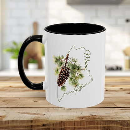 Maine State Flower Mug (11/15oz) - White Pinecone & Tassle