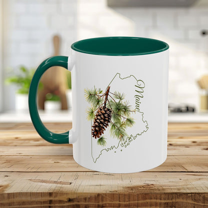 Maine State Flower Mug (11/15oz) - White Pinecone & Tassle