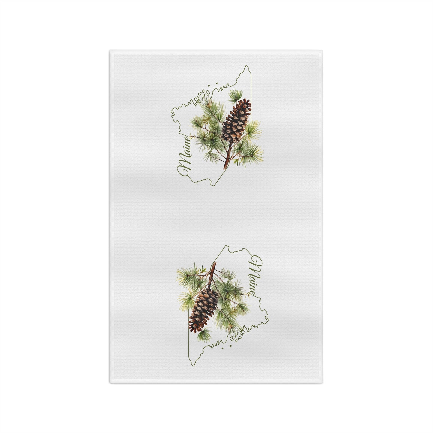 Maine State Flower Tea Towel – White Pine Cone & Tassle