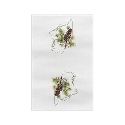 Maine State Flower Tea Towel – White Pine Cone & Tassle